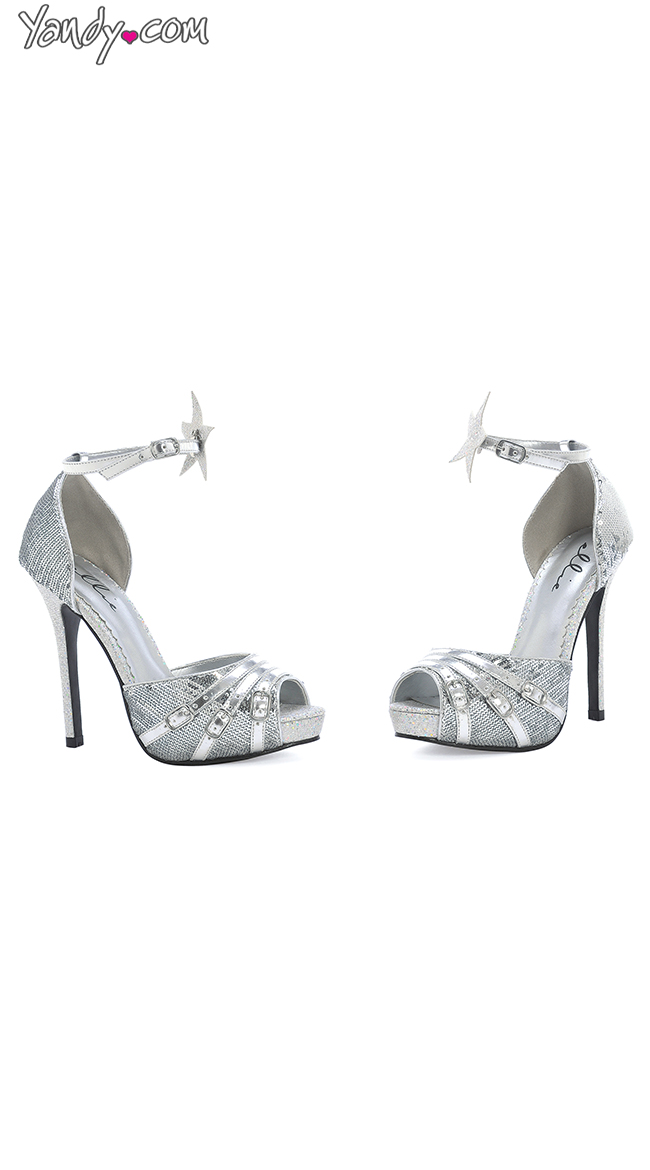 Shine On Open Toe Sandal With Star Accents by Ellie Shoes