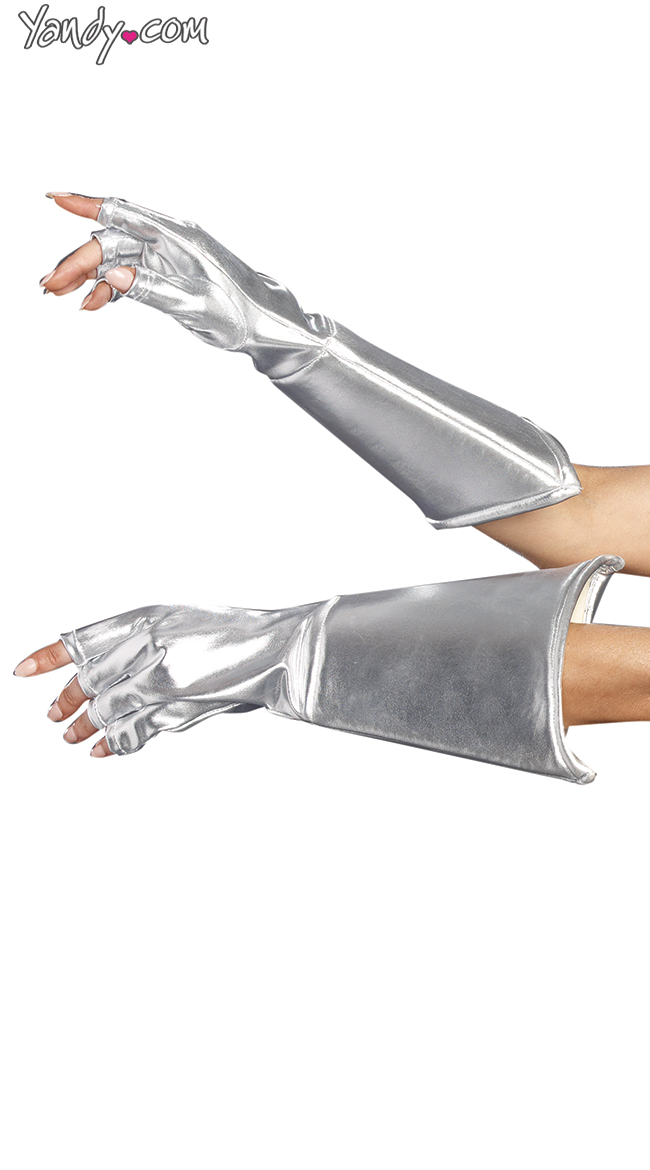 Silver Fingerless Gauntlets Gloves by Dreamgirl / Silver Gloves