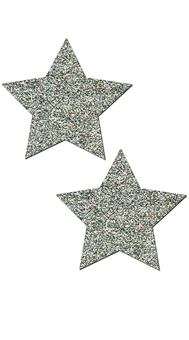Silver Glitter Star Pasties by Pastease / Silver Glitter Pasties