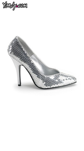 Silver Sequin Pump by Pleaser