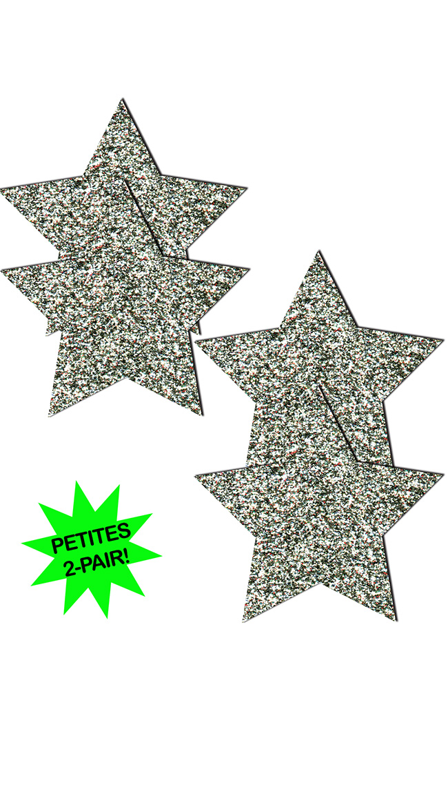 Small Silver Glitter Star Pasties by Pastease / Silver Star Pasties