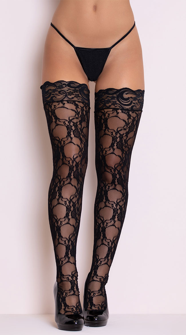 Stay-Up Floral Lace Thigh Highs by Leg Avenue