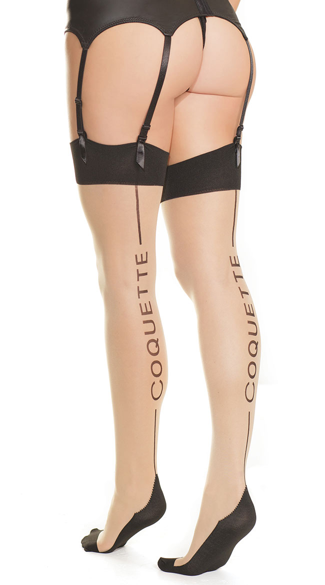 Straight Top Back Seam Stockings by Coquette