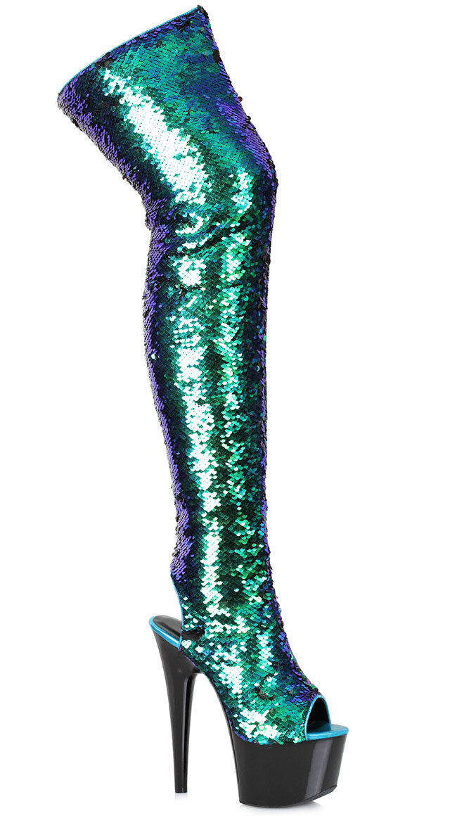 Striking Sequin Over The Knee Boot by Ellie Shoes