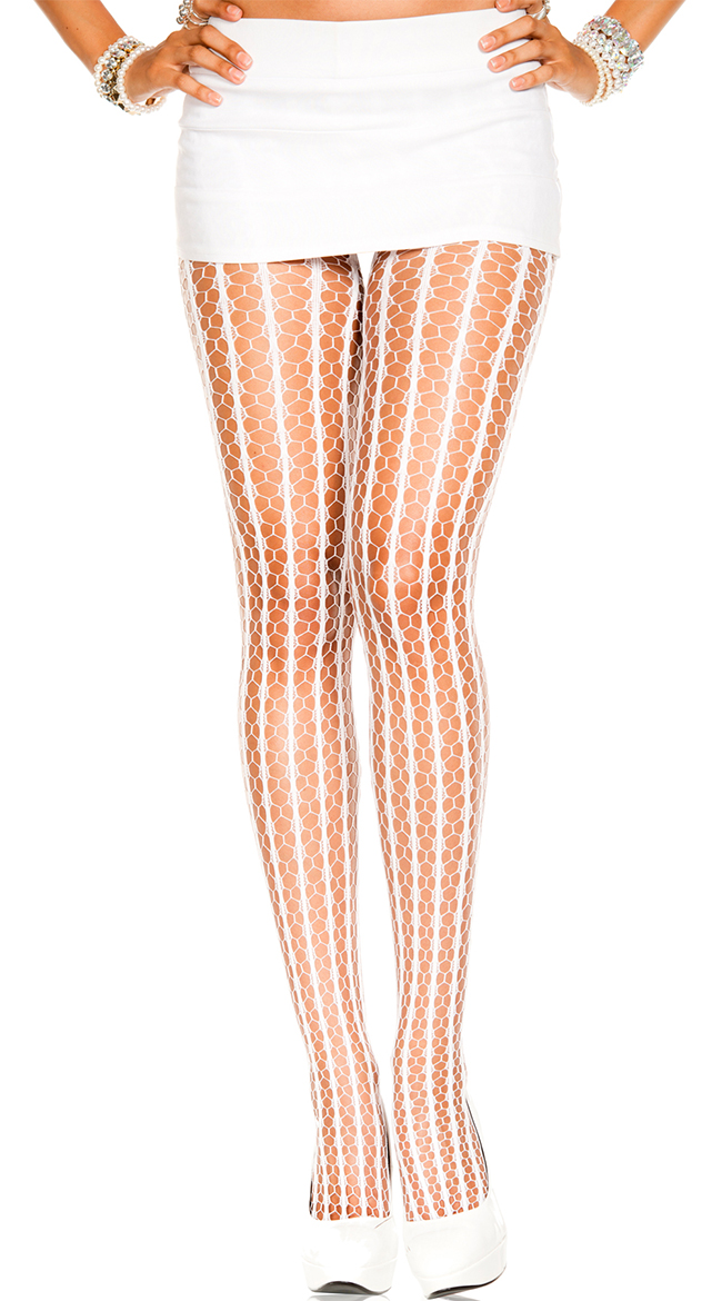Striped Crochet Seamless Pantyhose by Music Legs