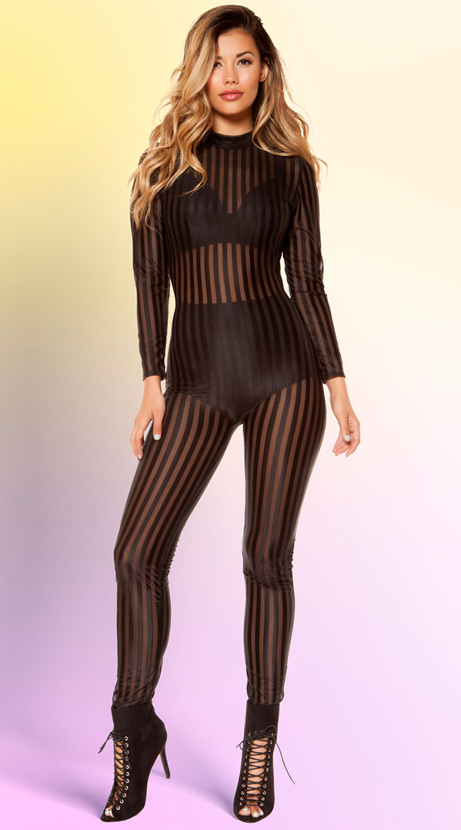 Striped Mesh Jumpsuit by Roma
