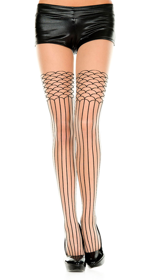 Stripes and Scales Thigh High Stockings by Music Legs