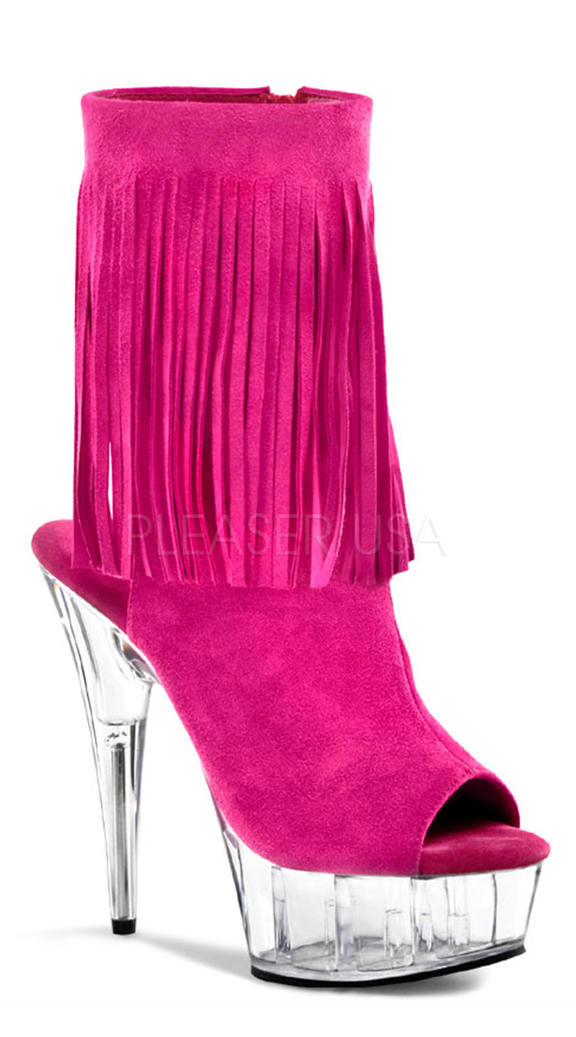 Suede Fringed Ankle Boot by Pleaser