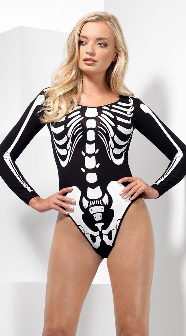 Sultry Skeleton Bodysuit Costume by Fever - sexy lingerie