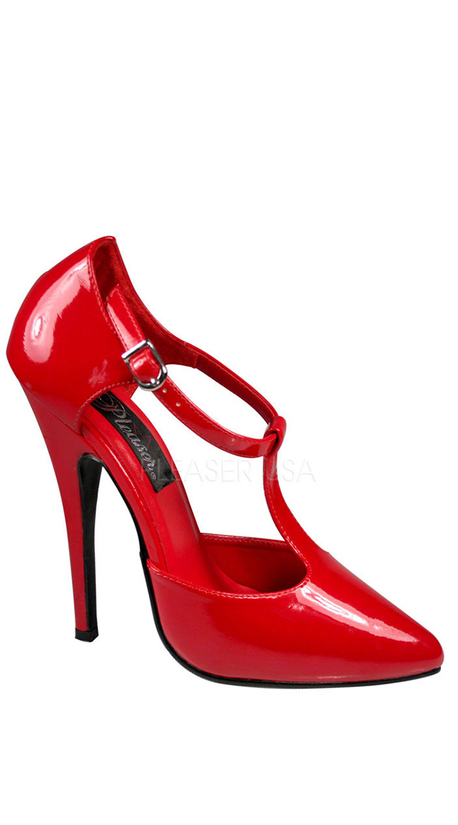 T-Strap D'Orsay Style Pump with 6" Heel by Pleaser