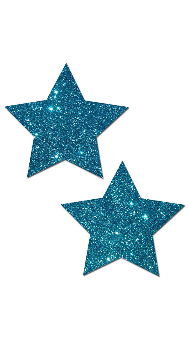 Teal Glittering Star Pasties by Pastease