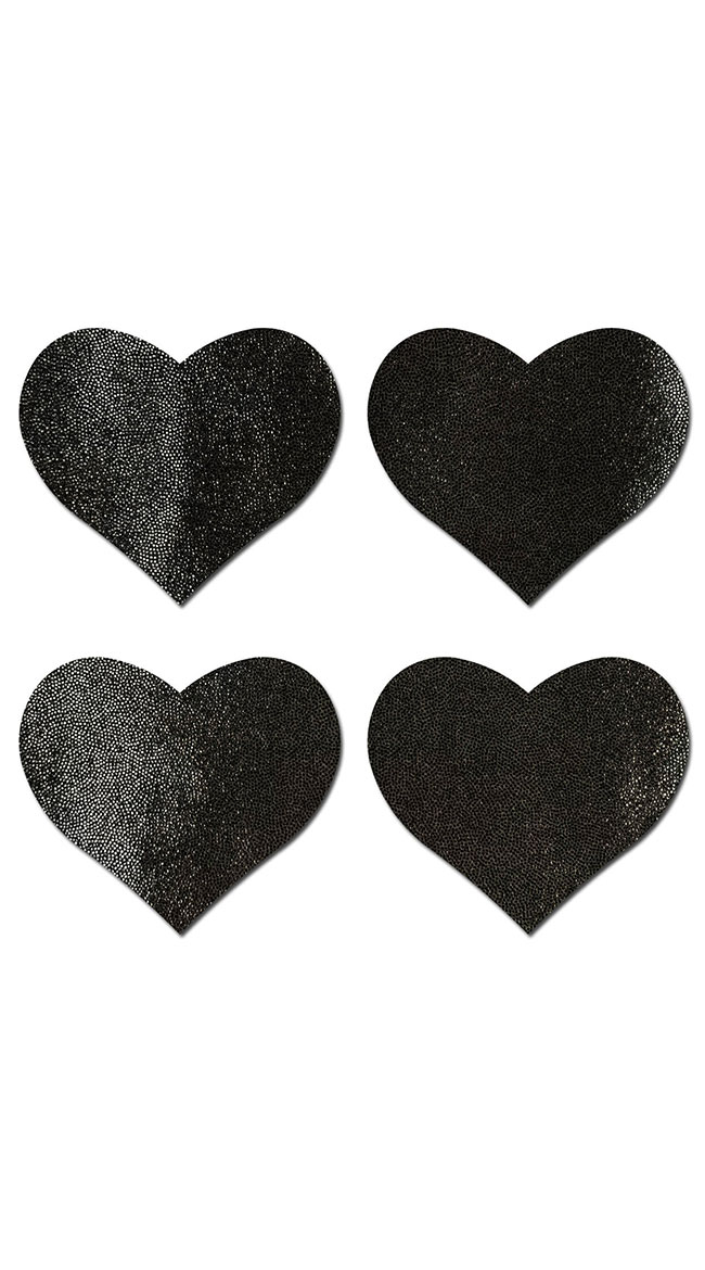 Two-Pack Holographic Black Hearts Pasties by Pastease - sexy lingerie