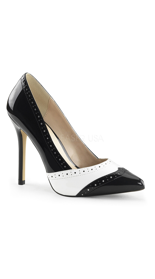 Two Tone Black and White 5 Inch Pump by Pleaser