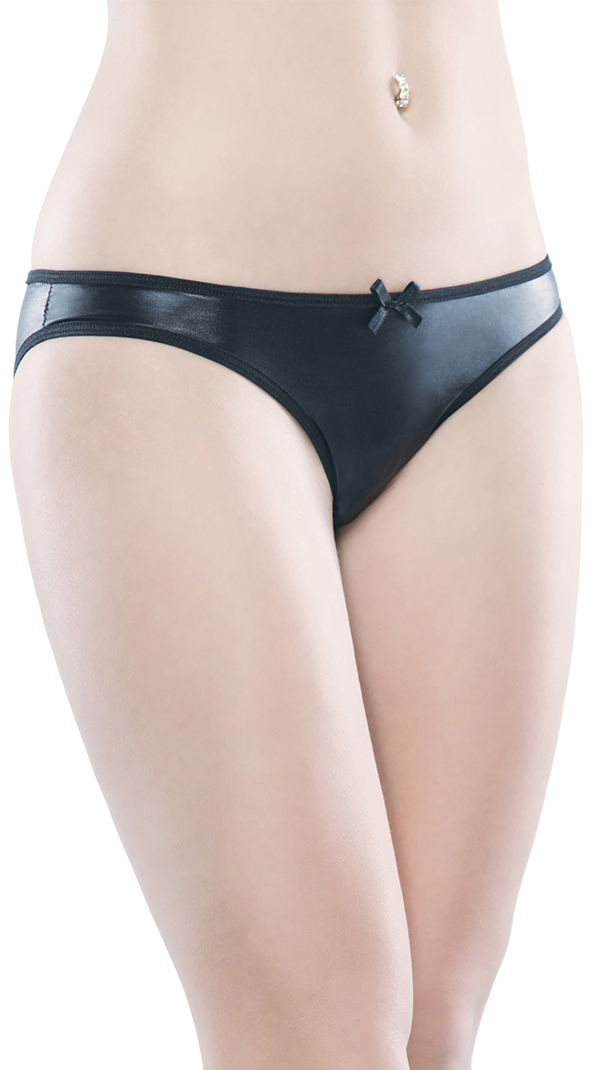 Wet Look Crotchless Panty by Coquette