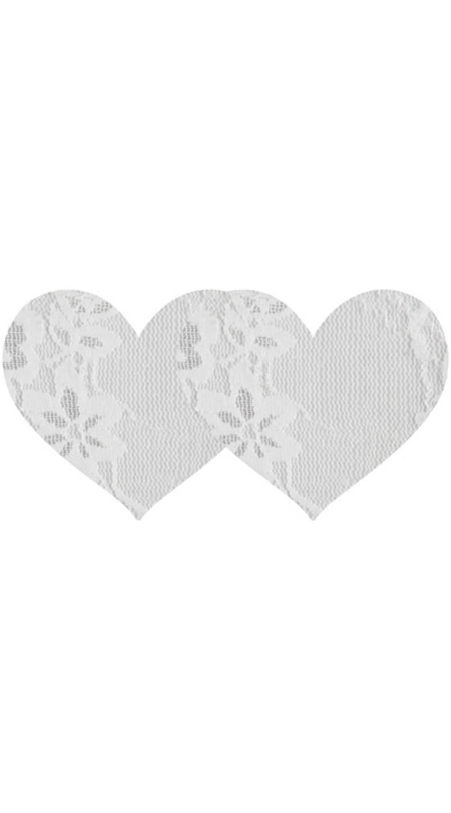 White Lace Heart Pasties by XGEN Products / White Floral Lace Pasties