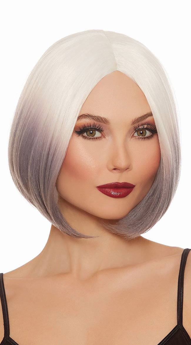 White and Grey Ombre Bob Wig by Dreamgirl
