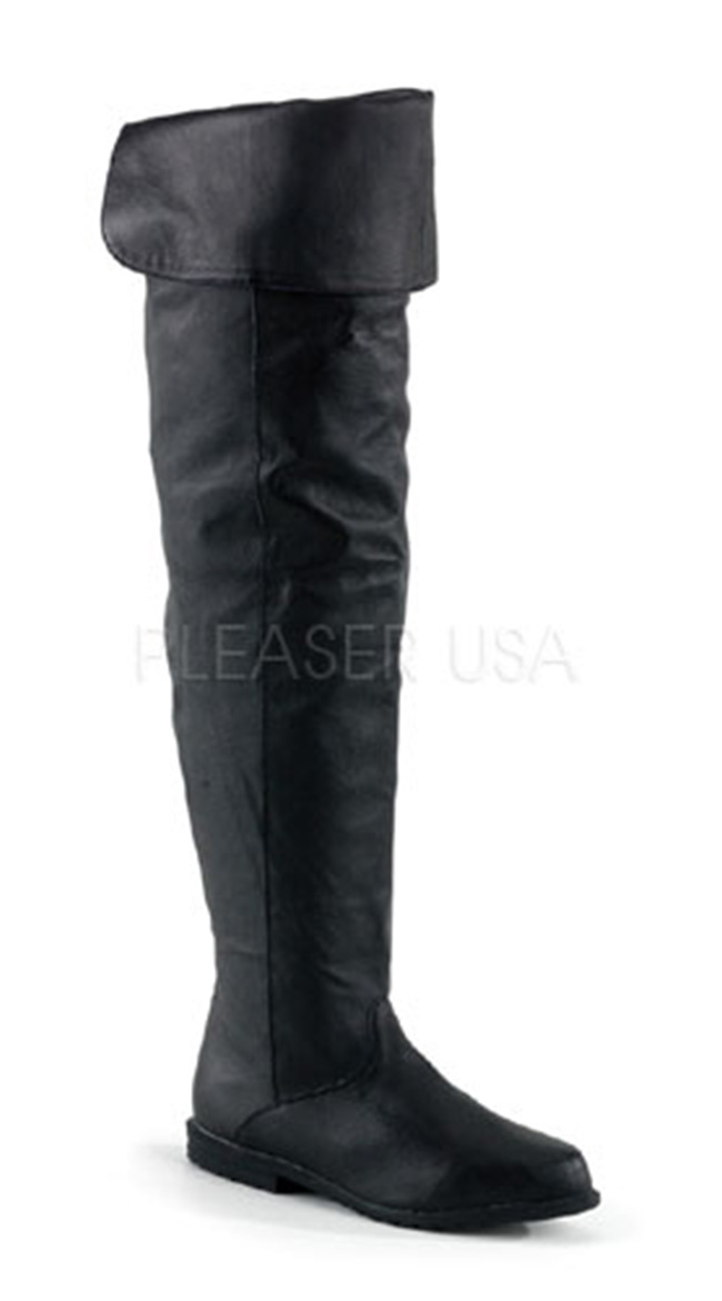 Womens Pirate Style Flat Thigh High Boot by Pleaser