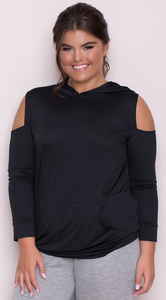 Yandy Plus Size Cold Shoulder Hoodie by Yandy STM